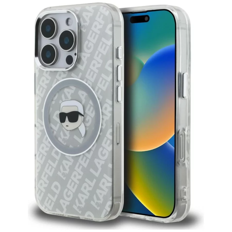 Etui Karl Lagerfeld IML Karl Head Logo MagSafe na iPhone 16 Pro - szare