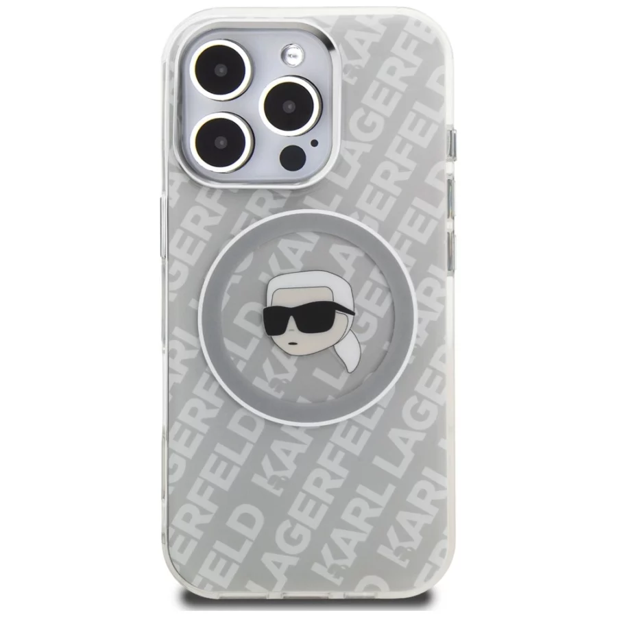 Etui Karl Lagerfeld IML Karl Head Logo MagSafe na iPhone 16 Pro - szare