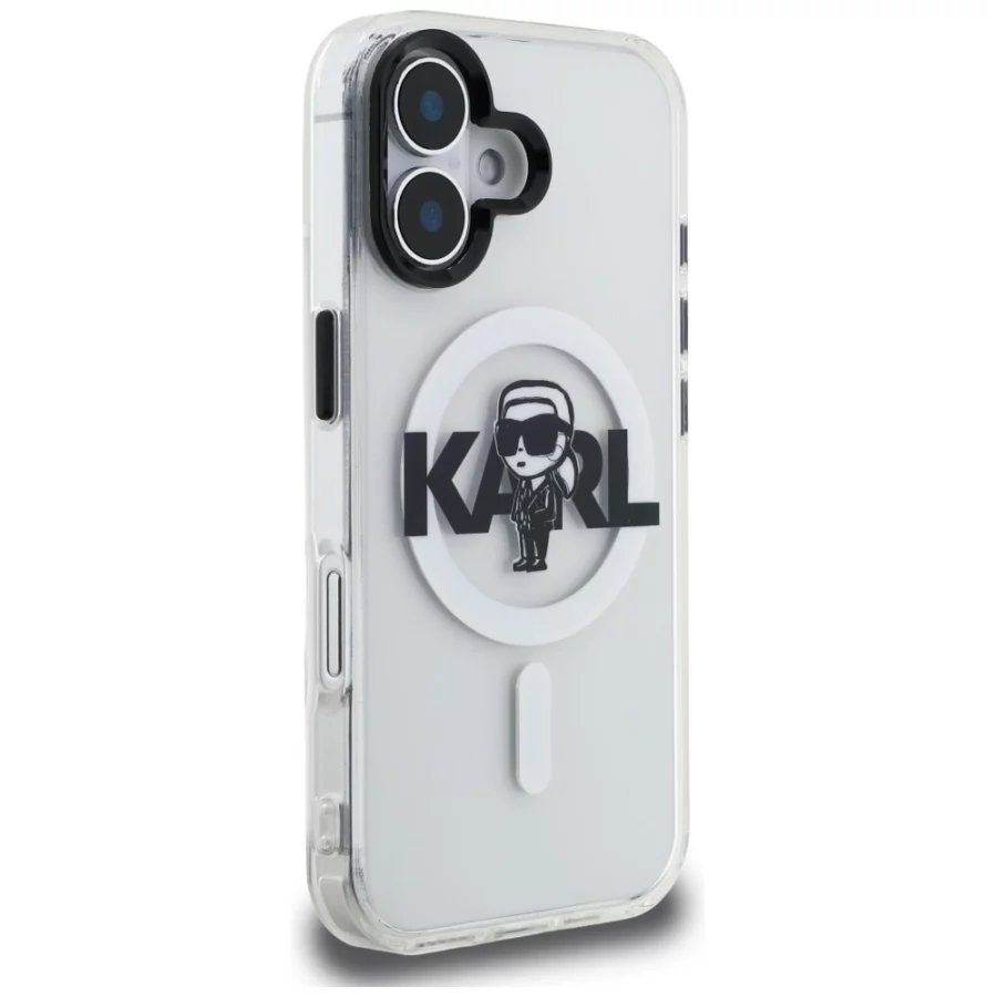 Etui Karl Lagerfeld IML Karl Sketch Logo MagSafe na iPhone 16 - przezroczyste
