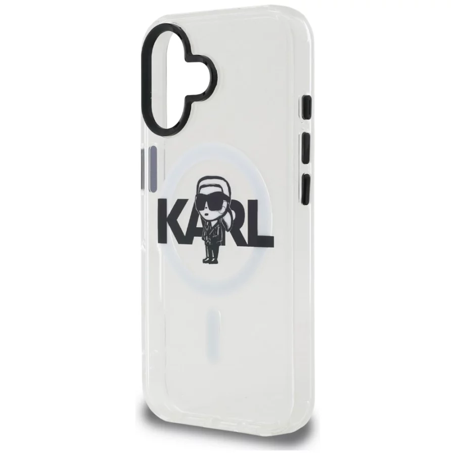 Etui Karl Lagerfeld IML Karl Sketch Logo MagSafe na iPhone 16 - przezroczyste