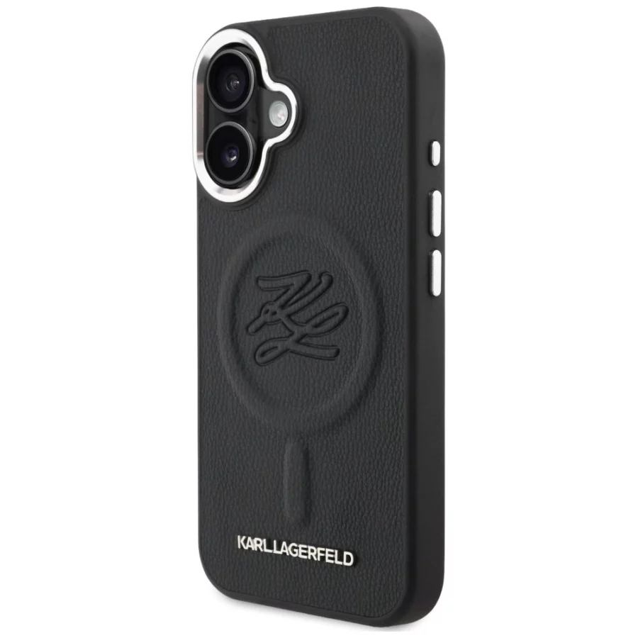 Etui Karl Lagerfeld Initial & Metal Logo MagSafe na iPhone 16 - czarne