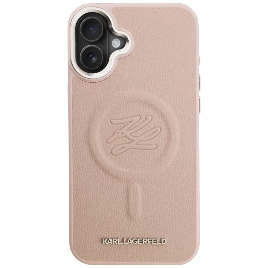 Etui Karl Lagerfeld Initial & Metal Logo MagSafe na iPhone 16 Plus - różowe