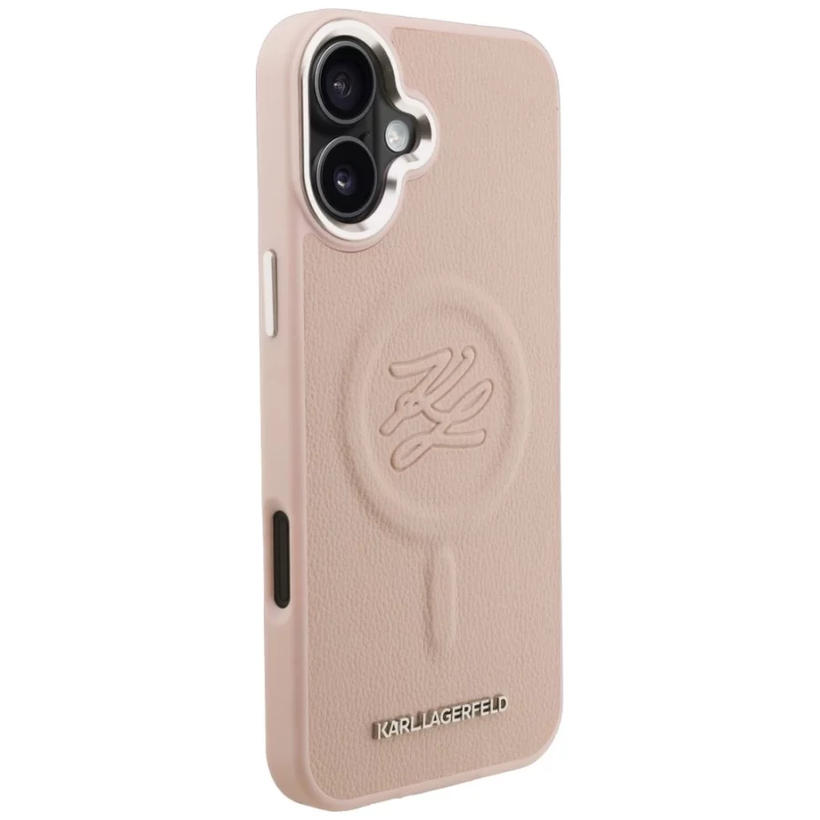 Etui Karl Lagerfeld Initial & Metal Logo MagSafe na iPhone 16 Plus - różowe