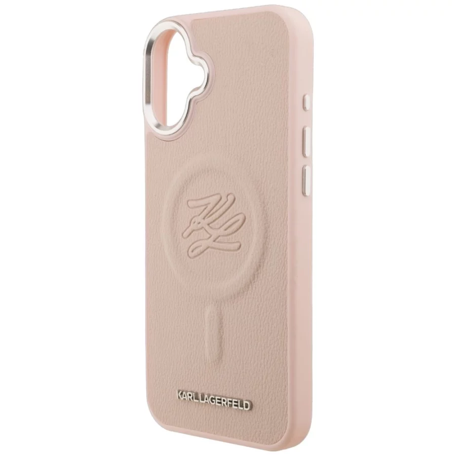 Etui Karl Lagerfeld Initial & Metal Logo MagSafe na iPhone 16 Plus - różowe