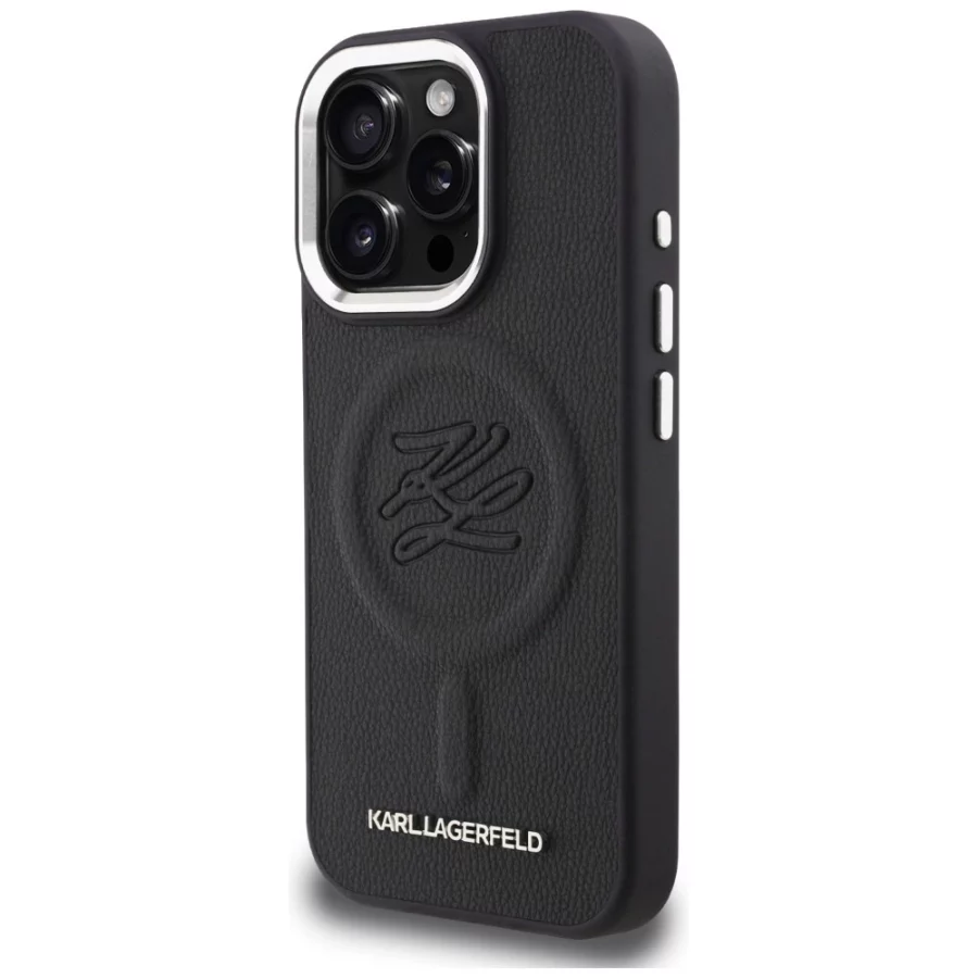 Etui Karl Lagerfeld Initial & Metal Logo MagSafe na iPhone 16 Pro - czarne