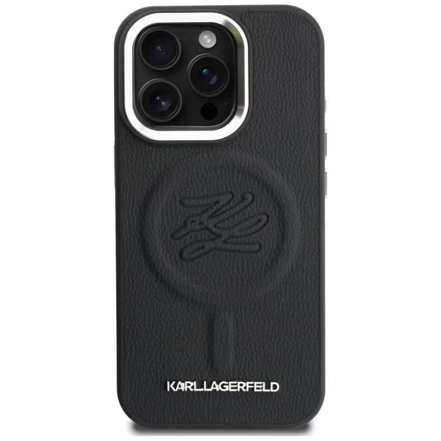 Etui Karl Lagerfeld Initial & Metal Logo MagSafe na iPhone 16 Pro - czarne
