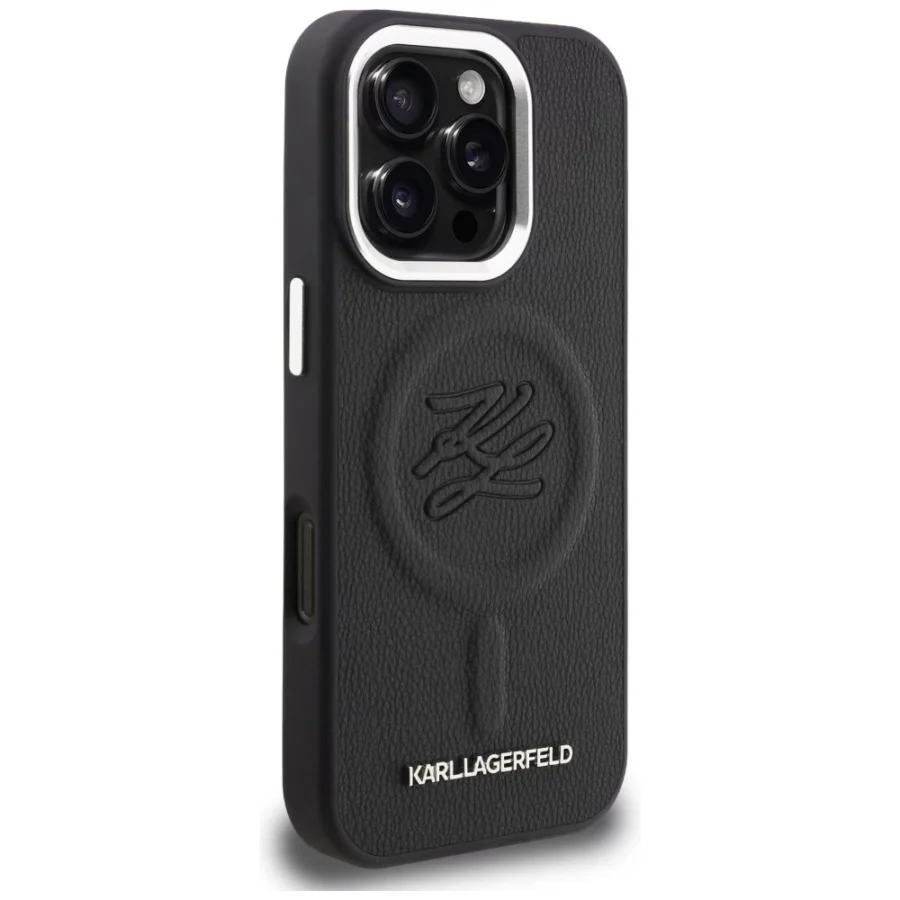 Etui Karl Lagerfeld Initial & Metal Logo MagSafe na iPhone 16 Pro - czarne