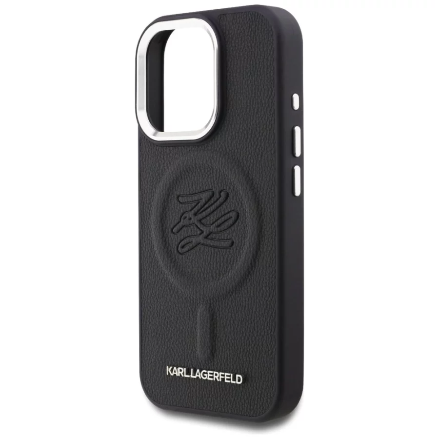 Etui Karl Lagerfeld Initial & Metal Logo MagSafe na iPhone 16 Pro - czarne