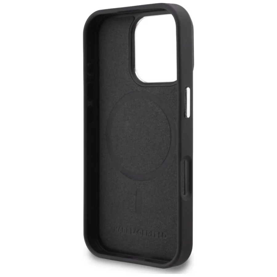 Etui Karl Lagerfeld Initial & Metal Logo MagSafe na iPhone 16 Pro - czarne