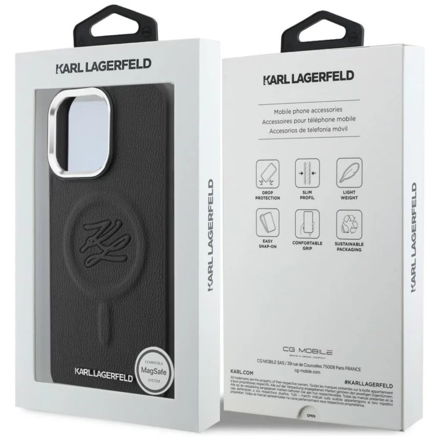 Etui Karl Lagerfeld Embossed Ring Initials MagSafe na Samsung Galaxy S26 - czarne