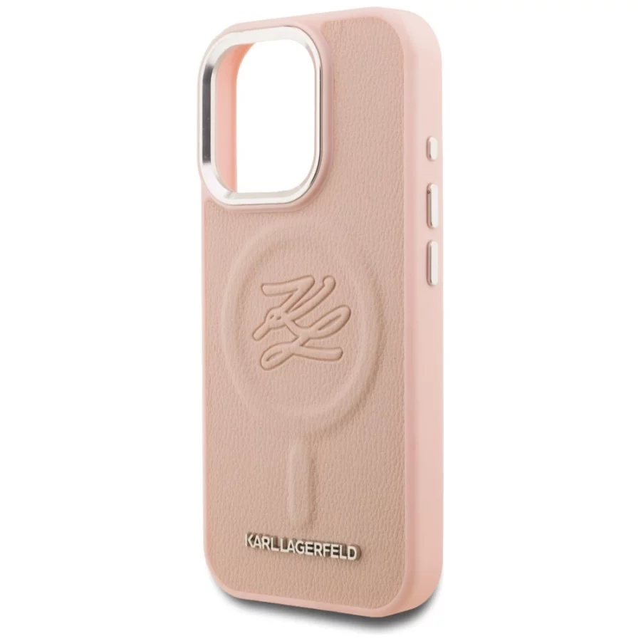 Etui Karl Lagerfeld Initial & Metal Logo MagSafe na iPhone 16 Pro Max - różowe