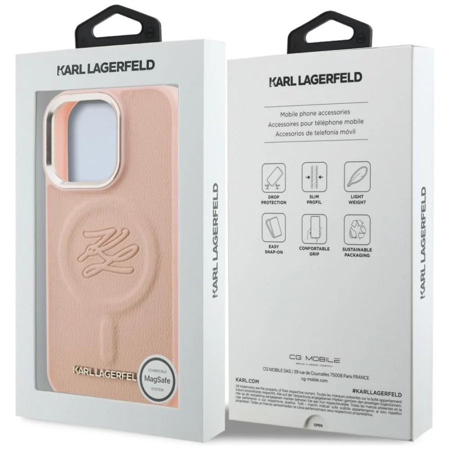 Etui Karl Lagerfeld Initial & Metal Logo MagSafe na iPhone 16 Pro Max - różowe