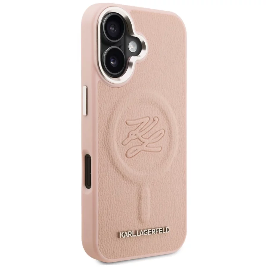 Etui Karl Lagerfeld Initial & Metal Logo MagSafe na iPhone 16 - różowe