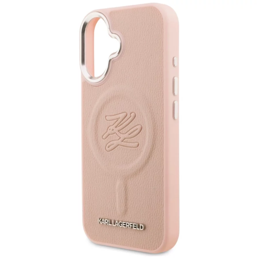 Etui Karl Lagerfeld Initial & Metal Logo MagSafe na iPhone 16 - różowe