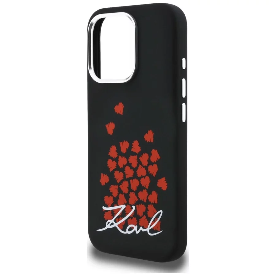 Etui Karl Lagerfeld Silicone Heart Sign Logo MagSafe na iPhone 16 Pro Max - czarne