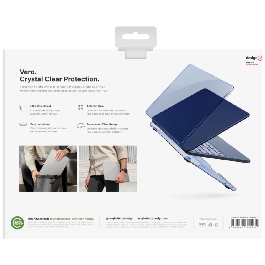 Etui UNIQ Vero na MacBook Neo - półprzezroczysto-granatowe