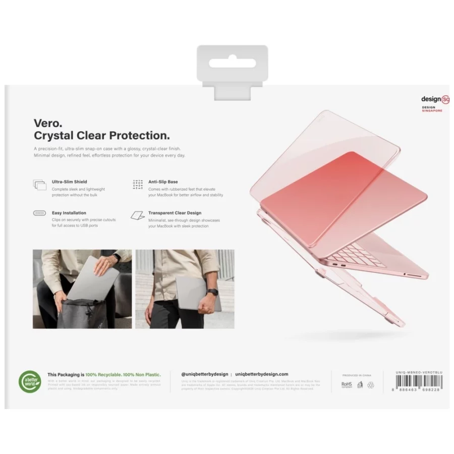 Etui UNIQ Vero na MacBook Neo - półprzezroczysto-różowe