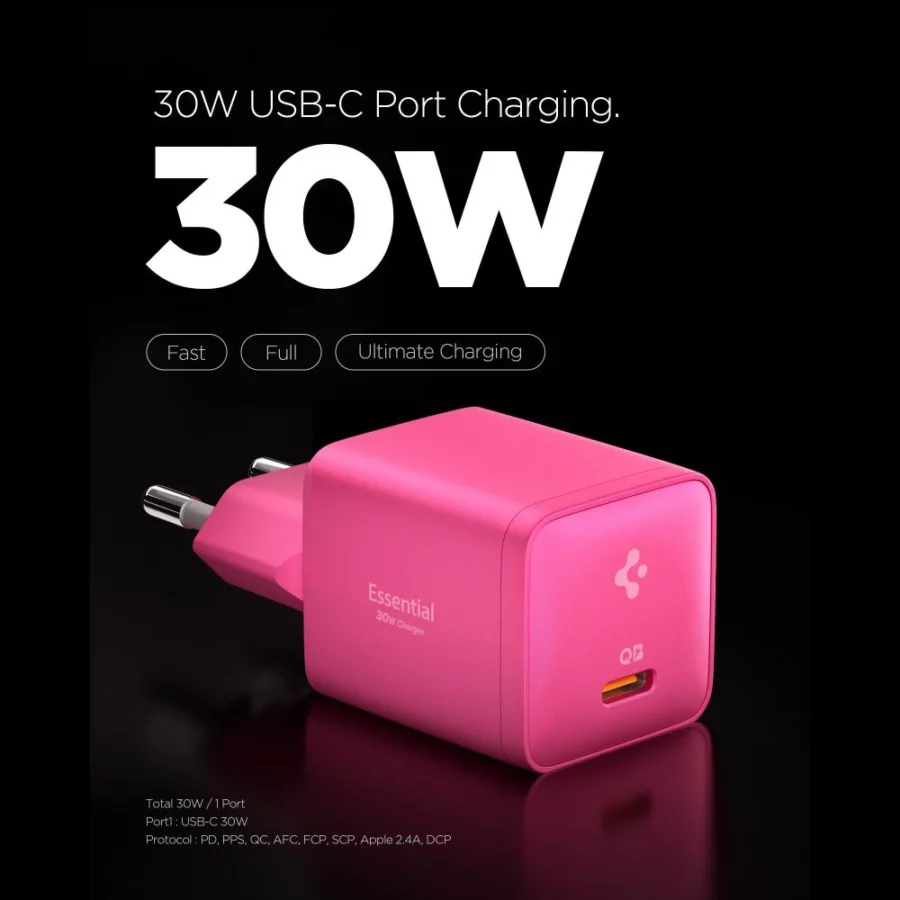Ładowarka sieciowa Spigen Essential EE301EU 1-Port 30W - różowa