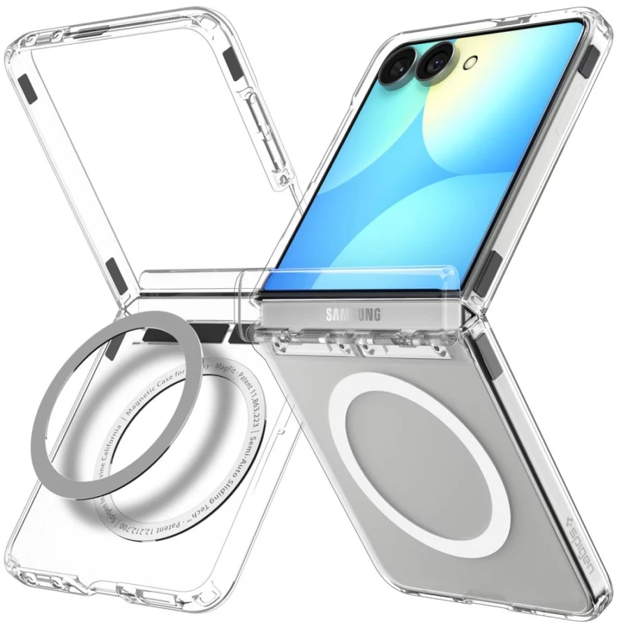 Etui Spigen Ultra Hybrid Pro MagSafe na Samsung Galaxy Z Flip 8 - przezroczysto-białe