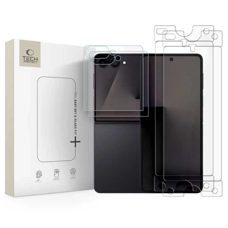 Zestaw ochronny szkło hartowane Tech-Protect Glass Fit+ 2-Pack + folia hydrożelowa Tech-Protect Hydro Flex+ 2-Pack na Samsung Galaxy Z Flip 7 / 8