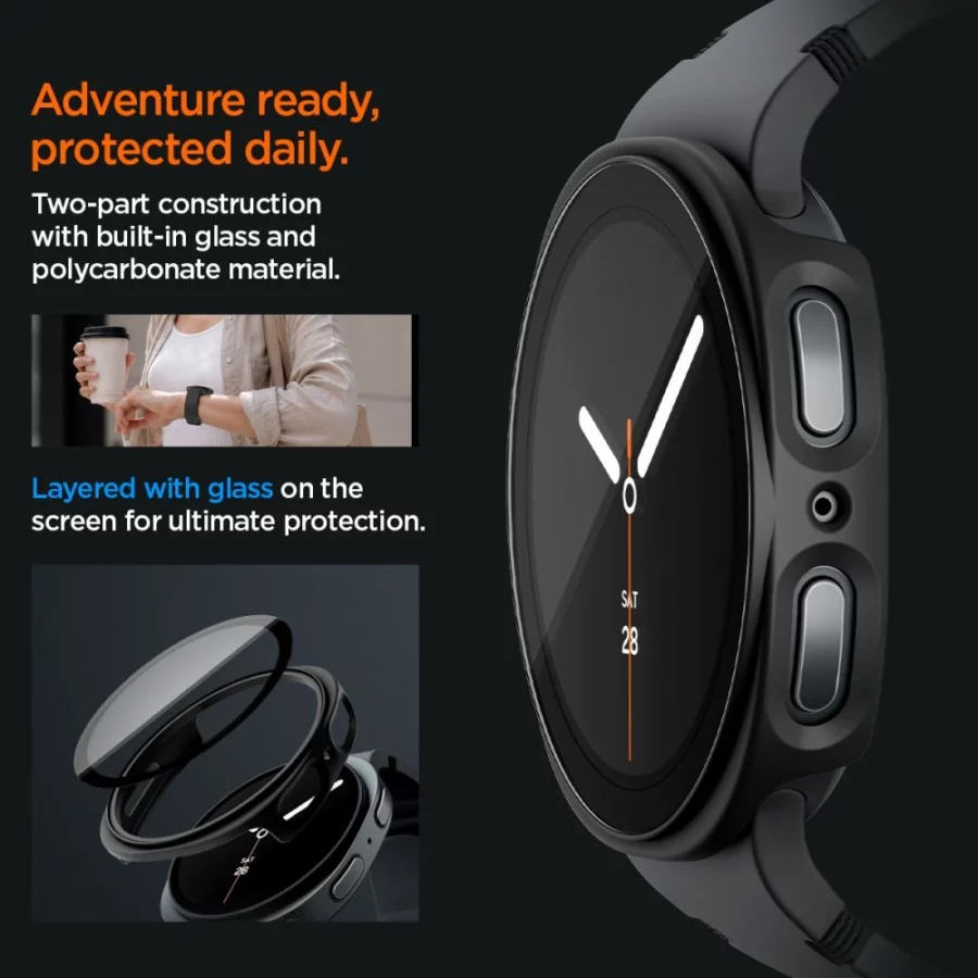 Etui Spigen Thin Fit 360 na Samsung Galaxy Watch 44 mm - czarne