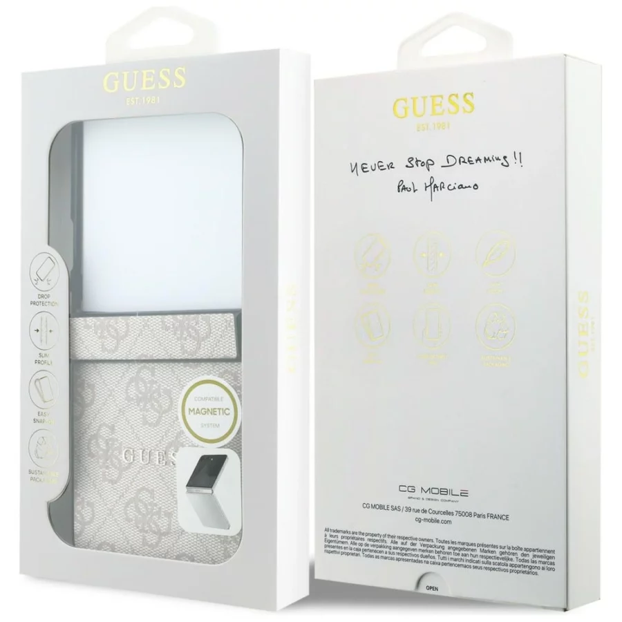 Etui Guess 4G Classic MagSafe na Samsung Galaxy Z Flip 8 - różowe