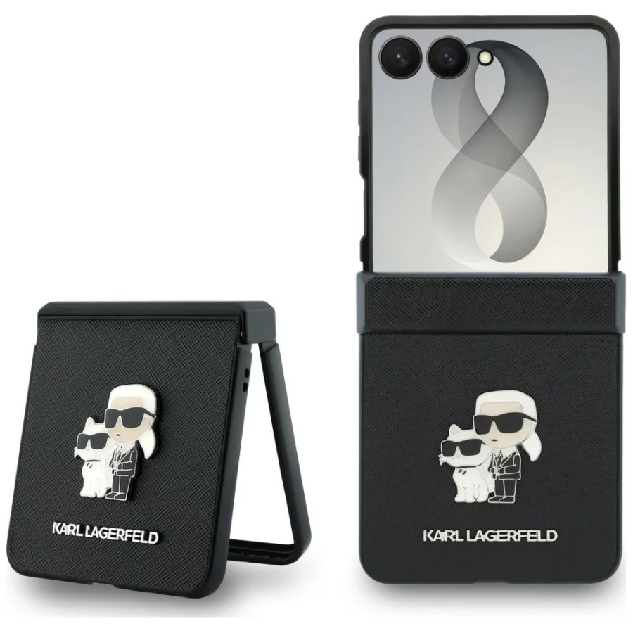 Etui Karl Lagerfeld Karl&Choupette Saffiano Pins na Samsung Galaxy Z Flip 8 - czarne