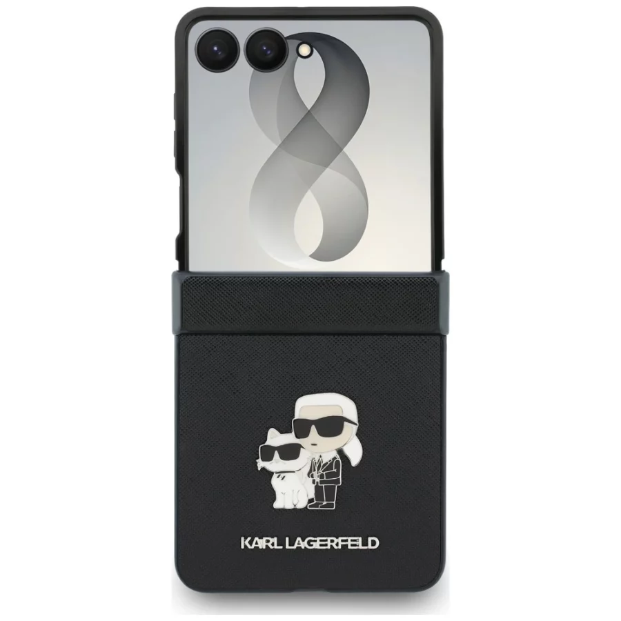 Etui Karl Lagerfeld Karl&Choupette Saffiano Pins na Samsung Galaxy Z Flip 8 - czarne