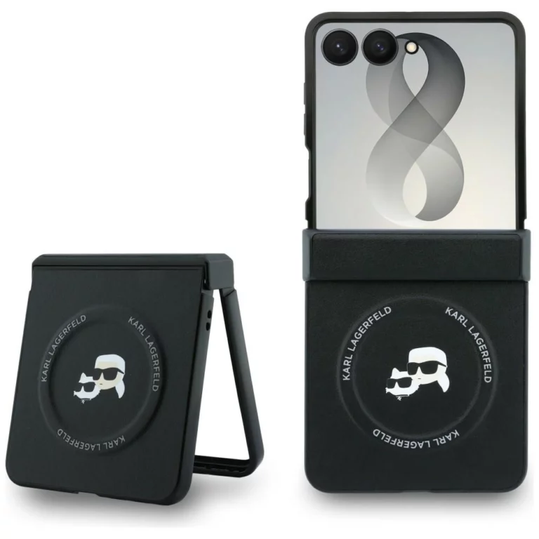 Etui Karl Lagerfeld Karl&Choupette Pins MagSafe na Samsung Galaxy Z Flip 8 - czarne