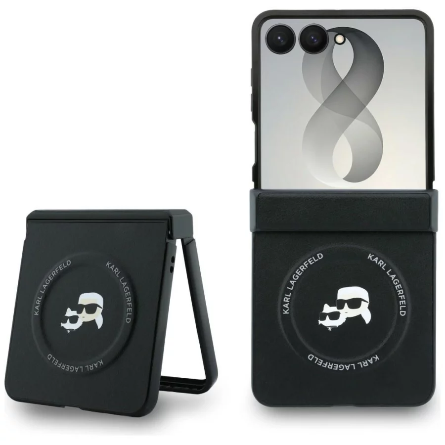 Etui Karl Lagerfeld Karl&Choupette Pins MagSafe na Samsung Galaxy Z Flip 8 - czarne