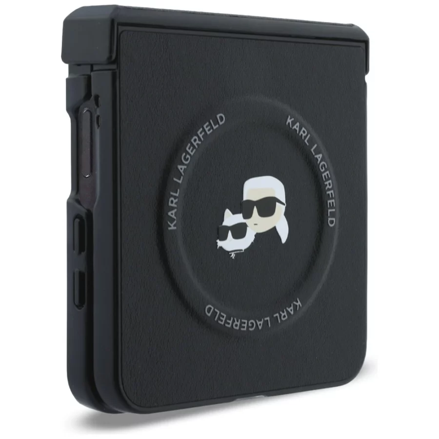 Etui Karl Lagerfeld Karl&Choupette Pins MagSafe na Samsung Galaxy Z Flip 8 - czarne