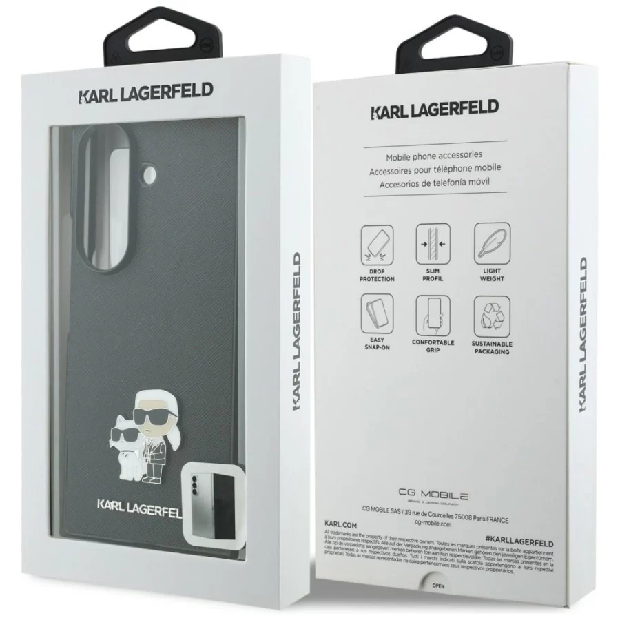 Etui Karl Lagerfeld Saffiano Karl&Choupette Pin na Samsung Galaxy Z Fold 8 Ultra - czarne