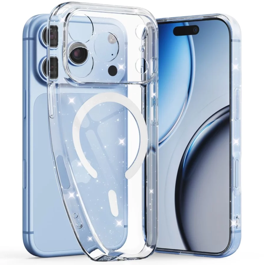 Etui Tech-Protect FlexAir MagSafe iPhone 17 Pro / 18 Pro - przezroczysto-brokatowe