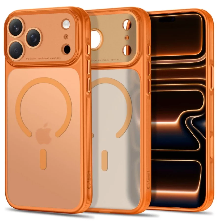 Etui Tech-Protect MagPrime MagSafe CC na iPhone 18 Pro Max / 17 Pro Max - pomarańczowe matowe