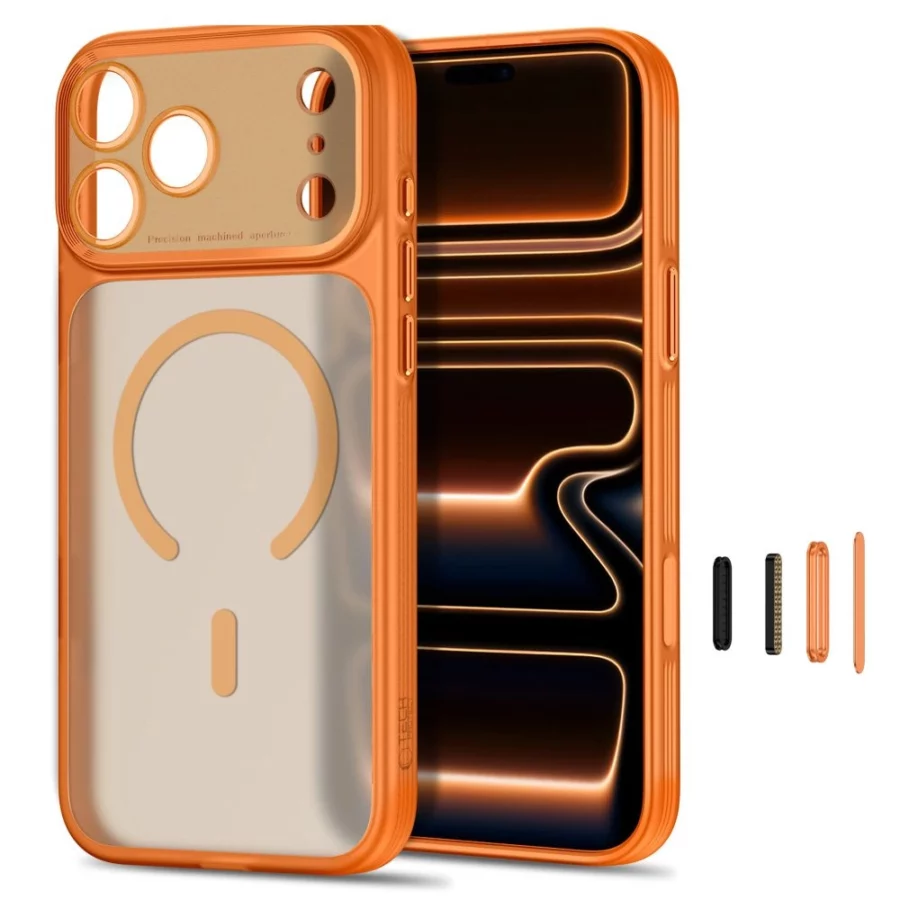 Etui Tech-Protect MagPrime MagSafe CC na iPhone 18 Pro Max / 17 Pro Max - pomarańczowe matowe