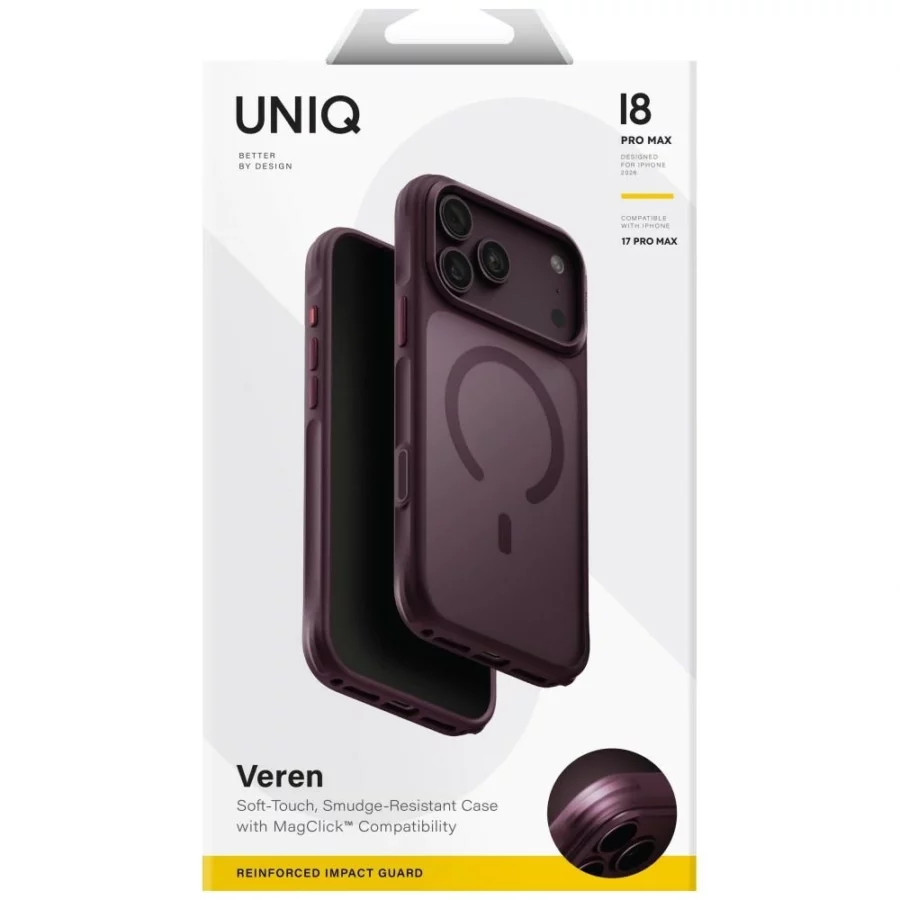 Etui UNIQ Veren Magclick Charging na iPhone 18 Pro Max / 17 Pro Max - burgundowe