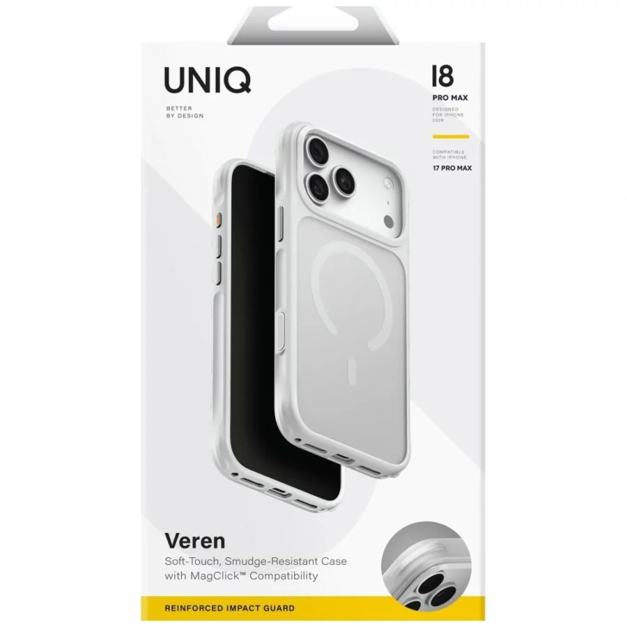 Etui UNIQ Veren Magclick Charging na iPhone 18 Pro Max / 17 Pro Max - białe