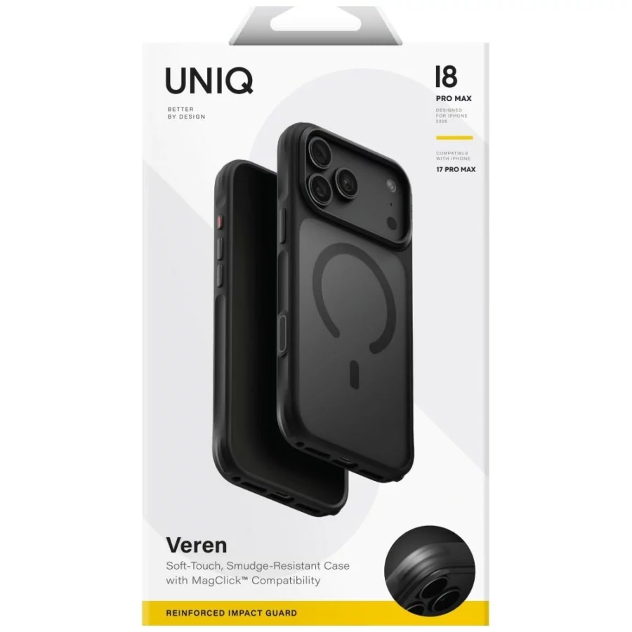 Etui UNIQ Veren Magclick Charging na iPhone 18 Pro Max / 17 Pro Max - czarne