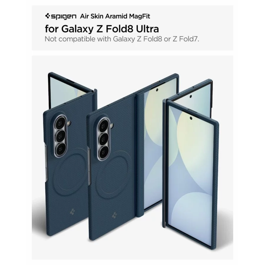 Etui Spigen AirSkin Aramid MagFit MagSafe na Samsung Galaxy Z Fold 8 Ultra - granatowe