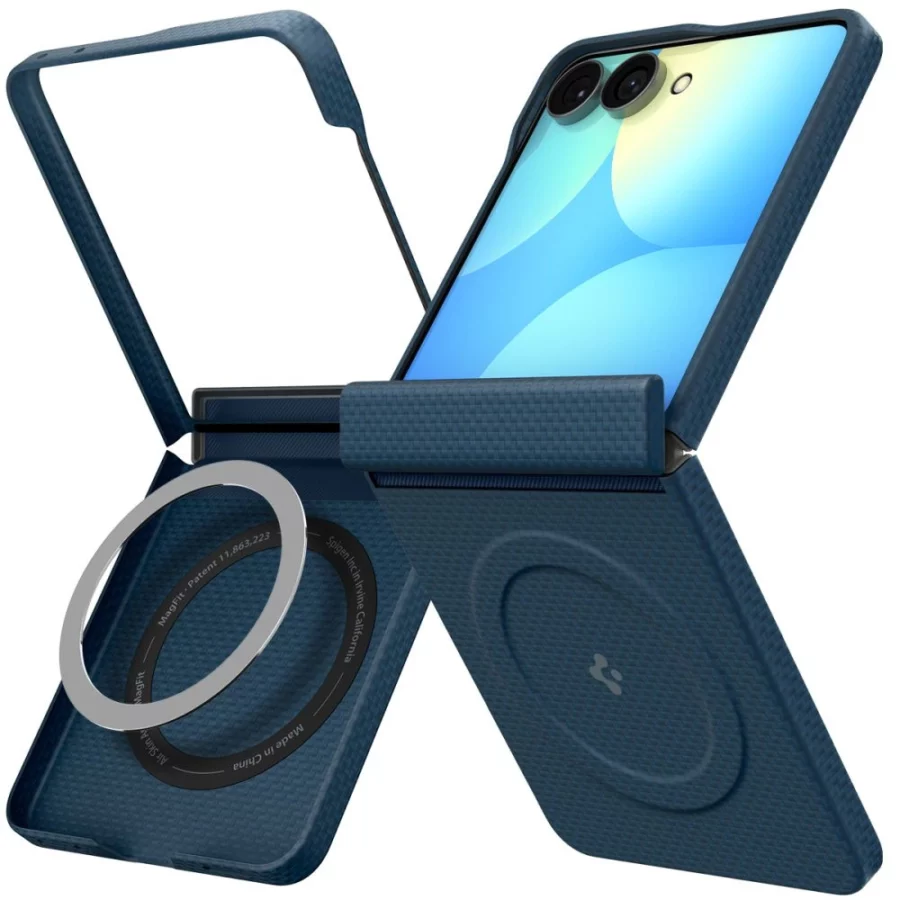 Etui Spigen AirSkin Aramid MagFit MagSafe na Samsung Galaxy Z Flip 8 - granatowe