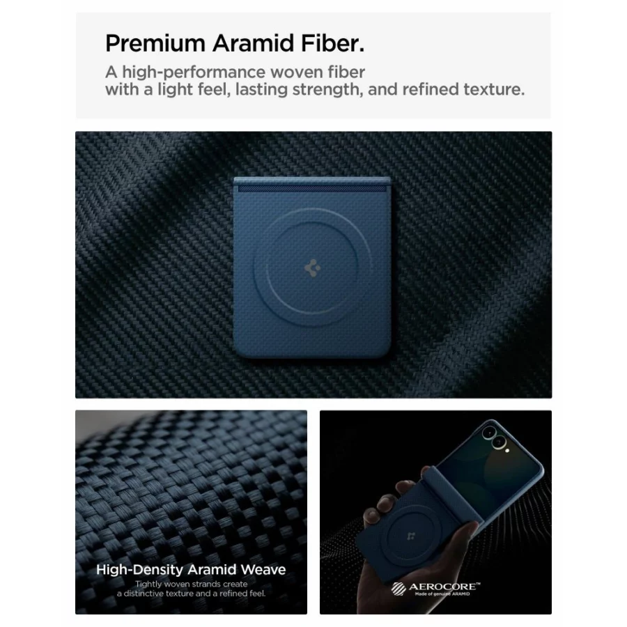 Etui Spigen AirSkin Aramid MagFit MagSafe na Samsung Galaxy Z Flip 8 - granatowe
