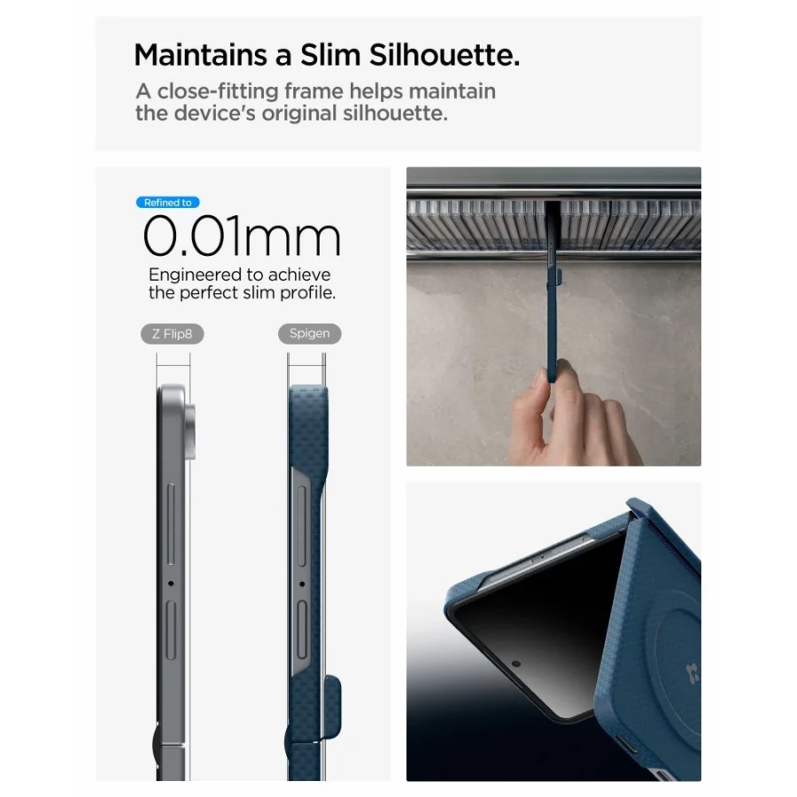 Etui Spigen AirSkin Aramid MagFit MagSafe na Samsung Galaxy Z Flip 8 - granatowe