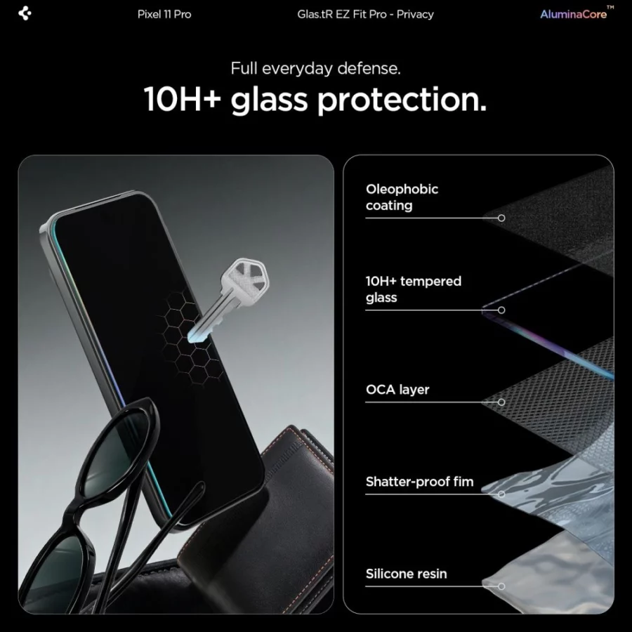 Szkło hartowane Spigen Glas.tR EZ Fit Pro HD Privacy 2-Pack prywatyzujące na Google Pixel Pro 9 / 9 Pro / 10 / 10 Pro / 11 / 11 Pro