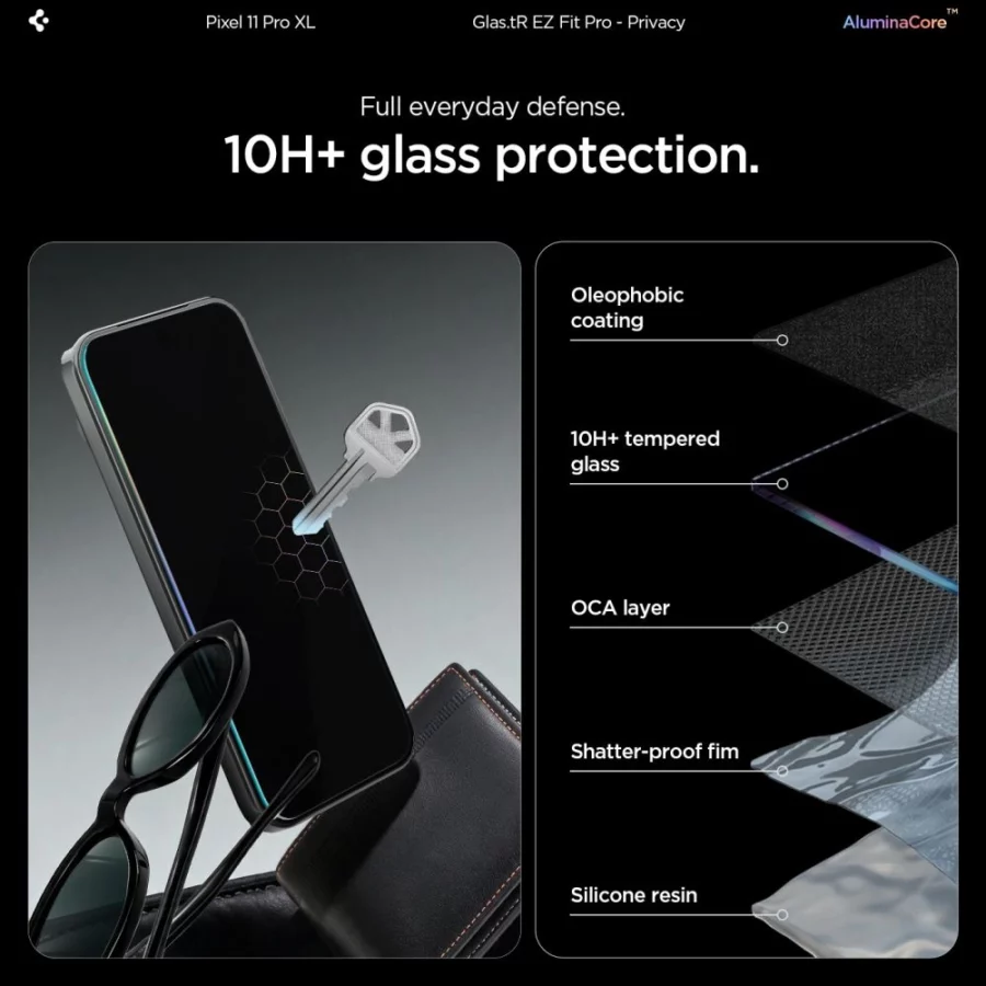 Szkło hartowane Spigen Glas.tR EZ Fit Pro HD Privacy 2-Pack prywatyzujące na Google Pixel Pro 9 Pro XL / 10 Pro XL / 11 Pro XL
