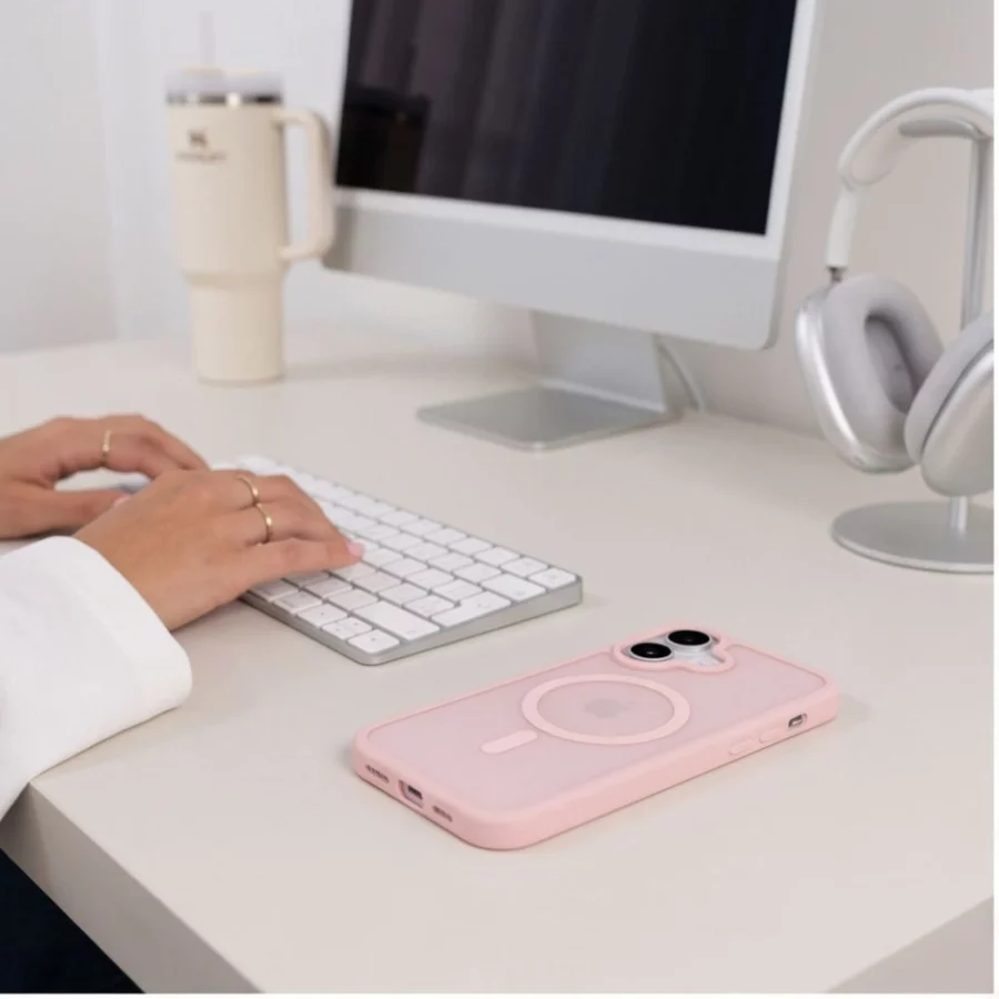Etui Tech-Protect BasicMag MagSafe na iPhone 17 - różowe matowe