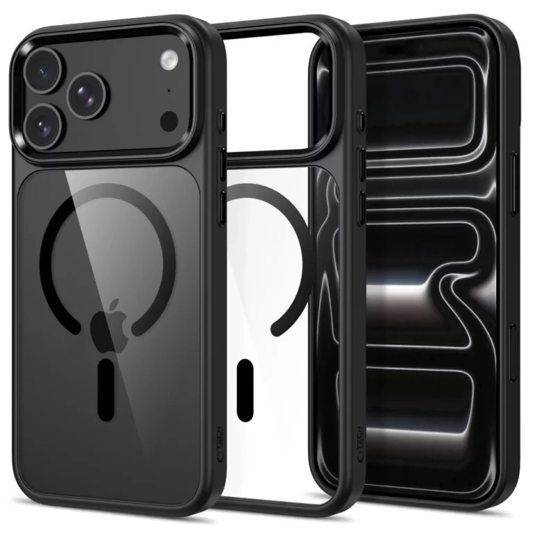 Etui Tech-Protect Magmat Magsafe CC na iPhone 17 Pro / 18 Pro - przezroczysto-czarne