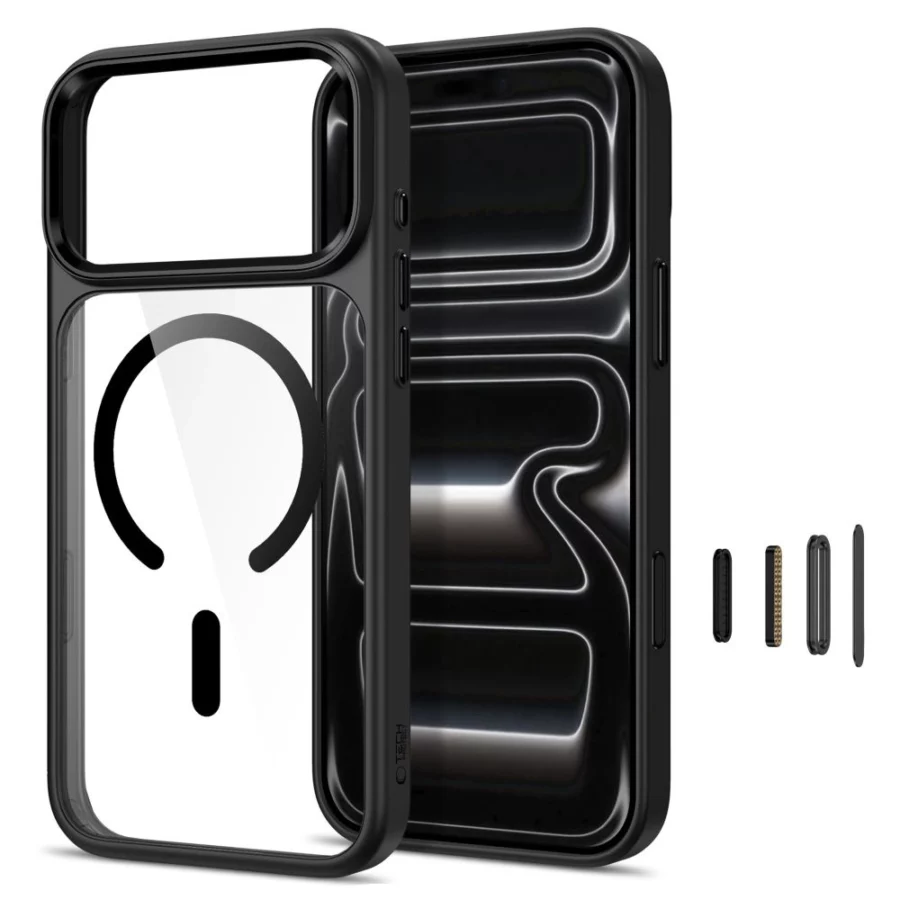 Etui Tech-Protect Magmat Magsafe CC na iPhone 17 Pro / 18 Pro - przezroczysto-czarne