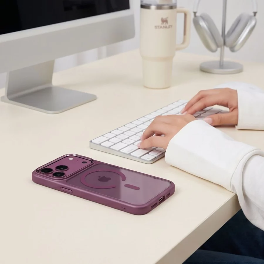 Etui Tech-Protect Magmat Magsafe CC na iPhone 17 Pro Max / 18 Pro Max - przezroczysto-burgundowe