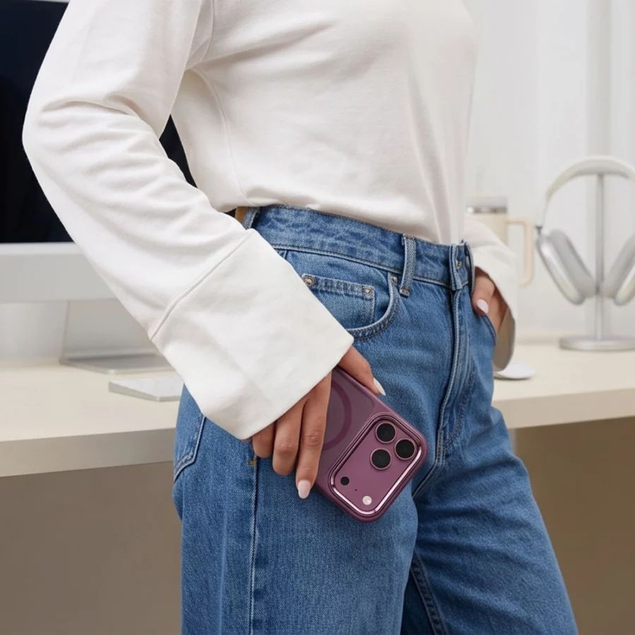 Etui Tech-Protect Magmat Magsafe CC na iPhone 17 Pro Max / 18 Pro Max - przezroczysto-burgundowe