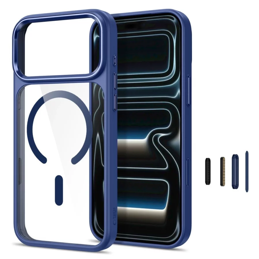 Etui Tech-Protect Magmat Magsafe CC na iPhone 17 Pro Max / 18 Pro Max - przezroczysto-granatowe